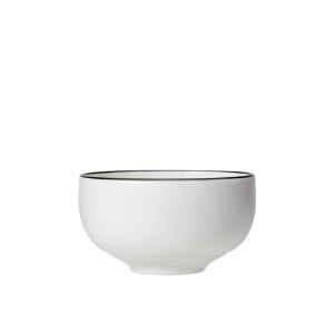 Asteria Ceramic White Bowl Black Rimmed - Pack of 12