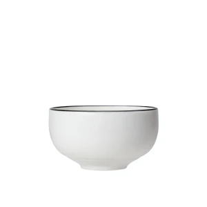 Asteria Ceramic White Bowl Black Rimmed - Pack of 12