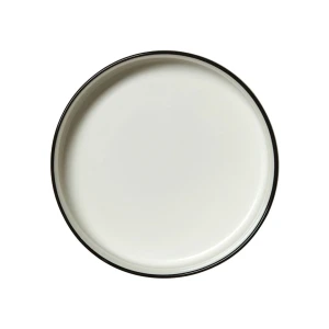 Asteria Ceramic Round Stacking Tray Black Rimmed - Pack of 12