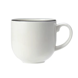 Asteria City Ceramic White Mug Black Rimmed - Pack of 12