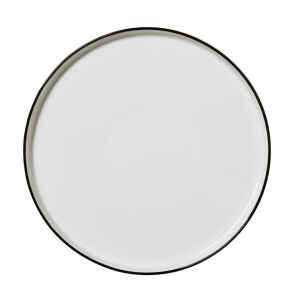 Asteria Ceramic White Walled Plate Black Rimmed - Pack of 12