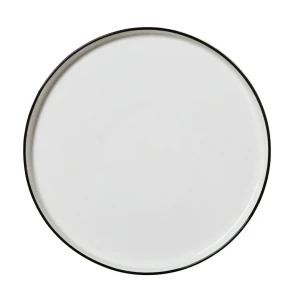 Asteria Ceramic White Walled Plate Black Rimmed - Pack of 12