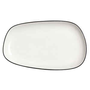 Asteria Nordic Ceramic White Tray Black Rimmed - Pack of 6