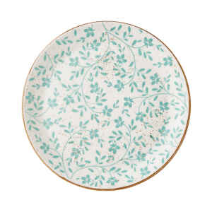 Flora Aqua Round Ceramic Coupe Plate - Pack of 12