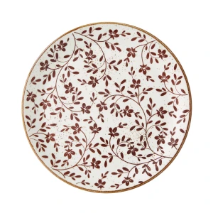 Flora Brown Round Ceramic Coupe Plate - Pack of 12