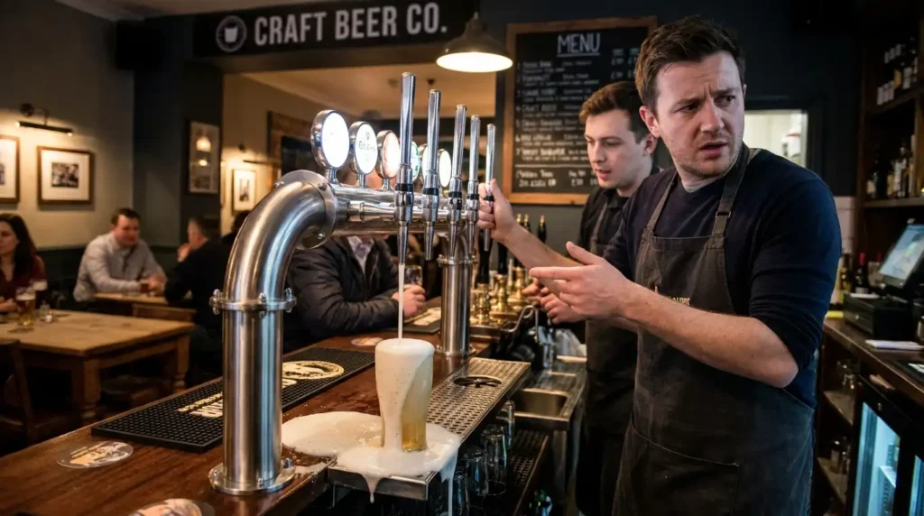 Bar Cellar Management: Equipment, Organisation & Best Practices 4 Beer fobbing issue during bar service