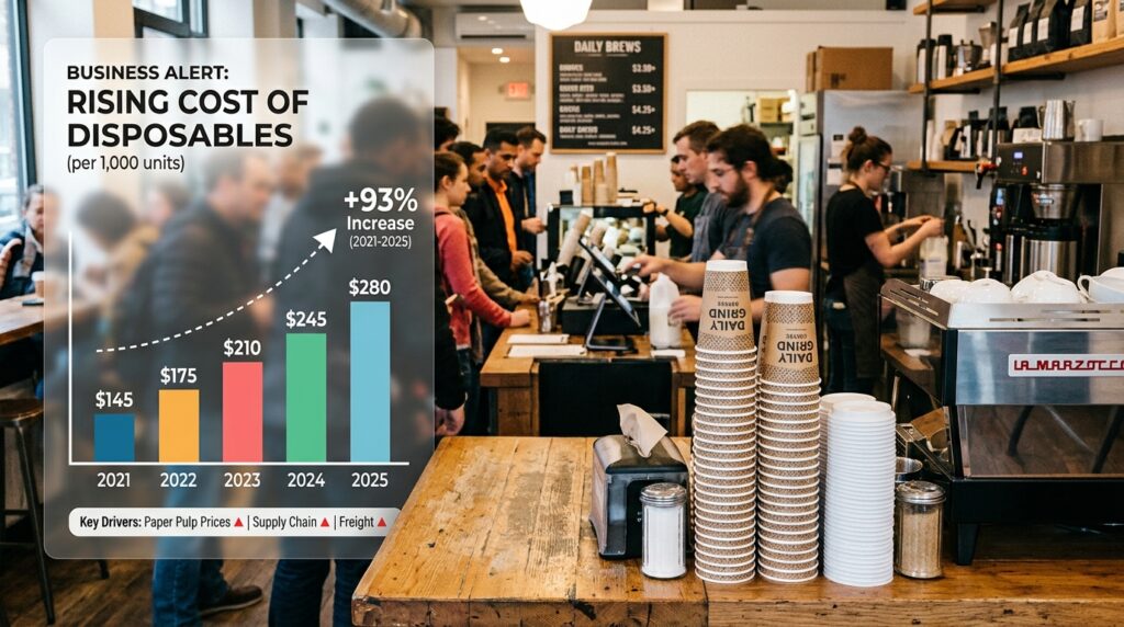 Rising cost of disposable coffee cups in café business