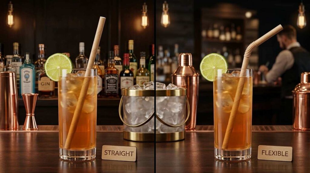 Comparison of straight and flexible paper straws for bar use