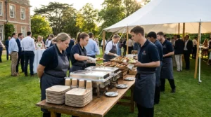 Event catering supplies setup for a large UK event