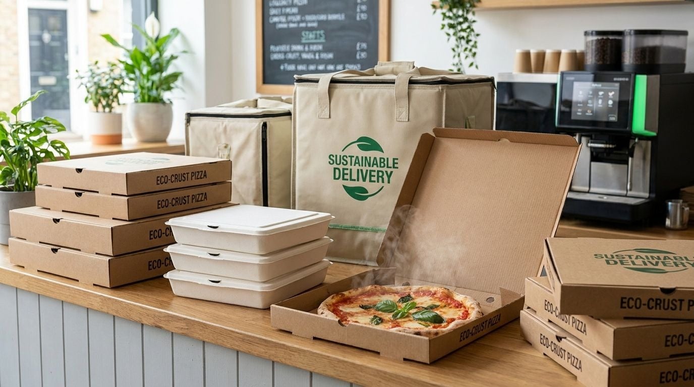 Compostable pizza boxes for UK takeaway delivery service