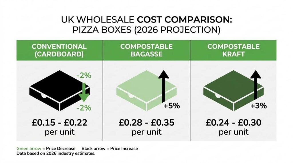 Compostable Pizza Boxes UK: Are They Worth It for Your Takeaway? 2 UK compostable pizza box wholesale cost comparison