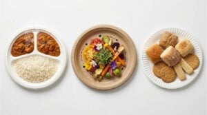 Comparison of bagasse, moulded fibre and white paper compostable plates used for UK catering events