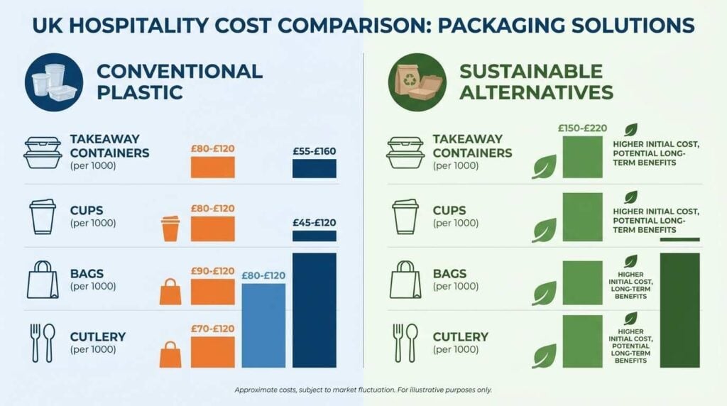 Cost comparison between plastic and sustainable packaging