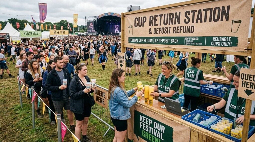 Reusable Plastic Glassware for Outdoor Events: Is It Worth It? 5 A cup return and deposit system at an outdoor festival reduces glass loss
