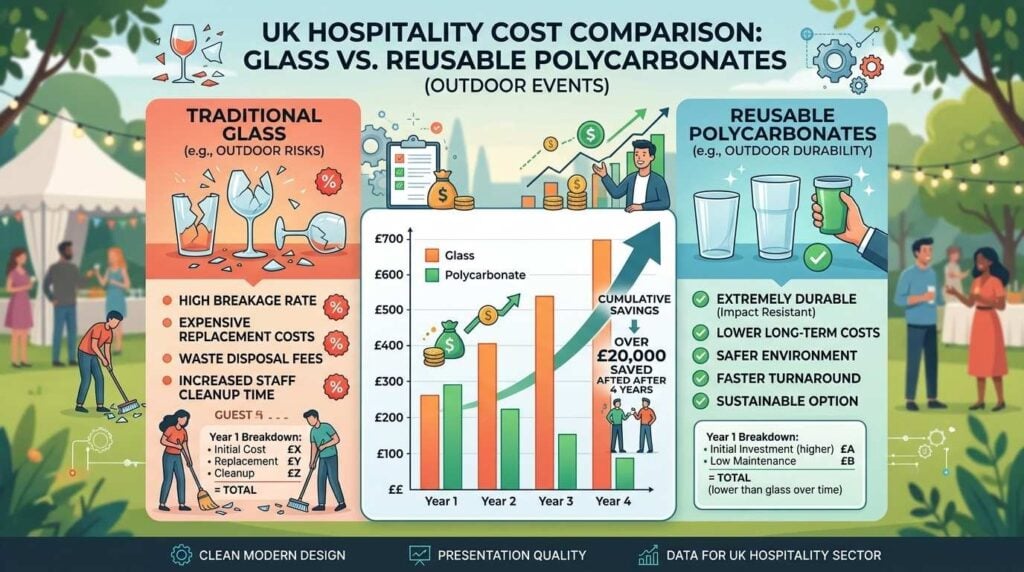 Polycarbonate vs Glass: The Definitive Comparison for Hospitality Venues 5 Cost comparison between glass and polycarbonate drinkware