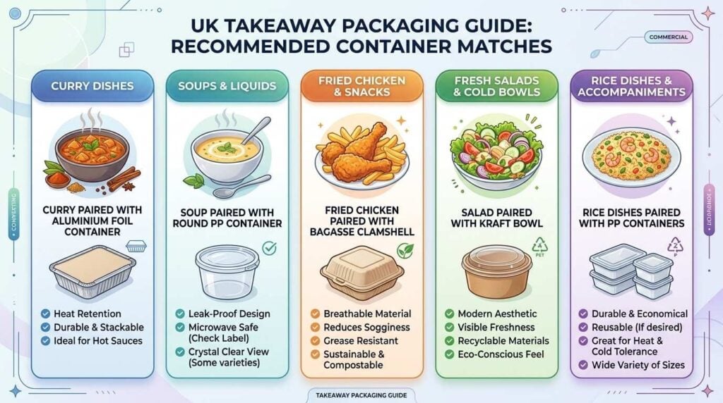 Takeaway container selection guide by food type