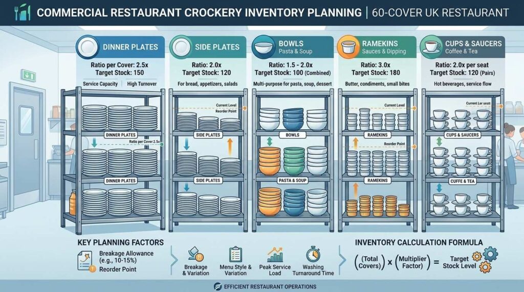 Restaurant Tableware and Crockery: The Complete UK Buyer's Guide (2026) 2 Restaurant crockery stock planning and quantity calculation