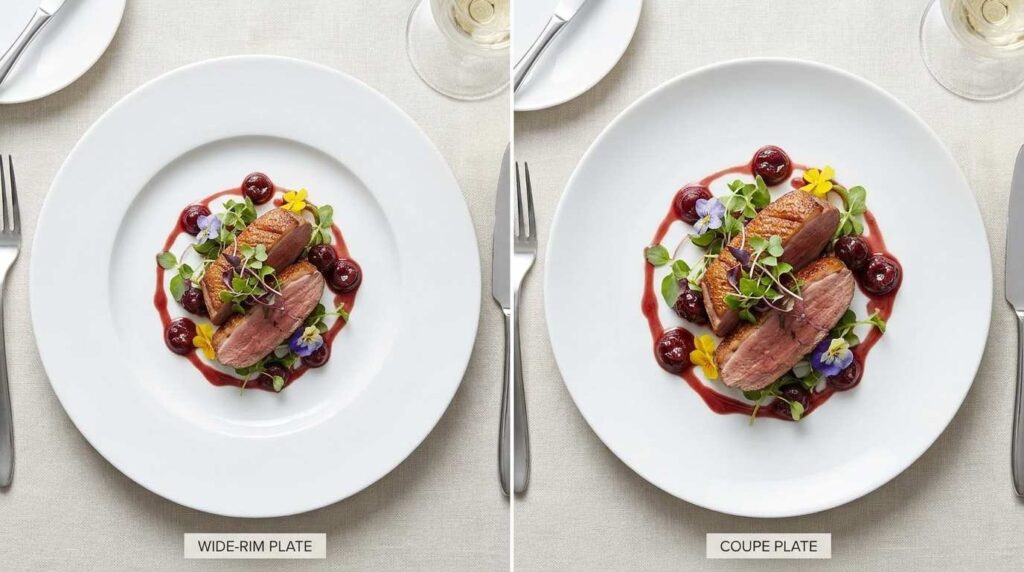 How to Choose the Right Plate Size for Your Menu: A Chef's Guide 3 Coupe Plate vs Rimmed Plate Comparison