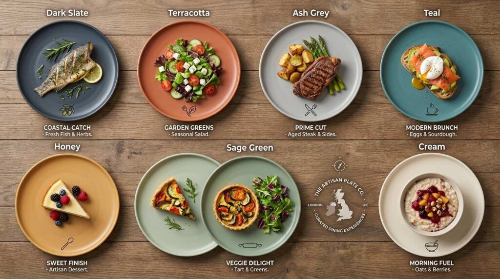 Coloured vs White Crockery: What Does Your Tableware Say About Your Restaurant Brand? 1 Different coloured crockery mapped to restaurant brand styles