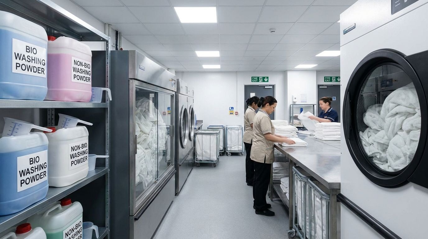 Bio vs non-bio washing powder for hospitality linen