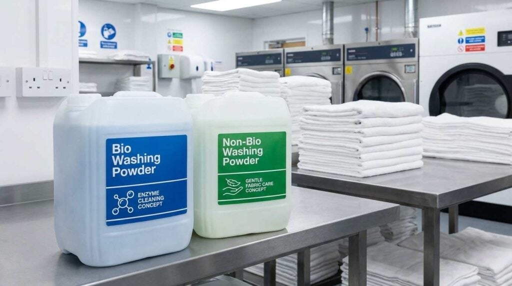 Bio vs Non-Bio Washing Powder for Hospitality Linen: Which Should You Use? 1 Bio vs non-bio washing powder comparison for hospitality laundry