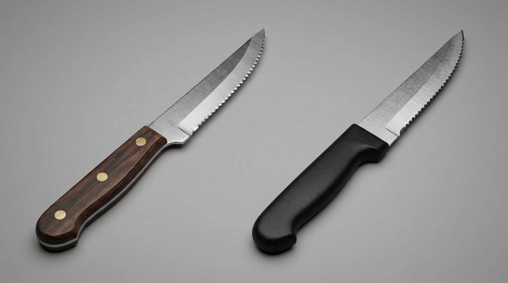 Steak Knife Sets for Restaurants: A Buyer's Guide to Blade, Handle & Maintenance 2 Full tang and partial tang steak knife construction comparison.